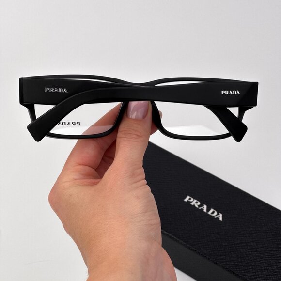 Prada PRB09V Eyeglasses – Matte Black Rectangle Frame | Model 12P1O1 - Picture 2 of 10